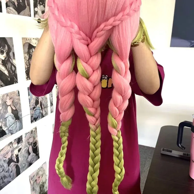 LQbilibili, новый канродзи Мицури, карнавальный костюм, убийца демонов, розовое кимоно, платье, наряды на Хэллоуин, карнавал, вечерние женские костюмы, парик