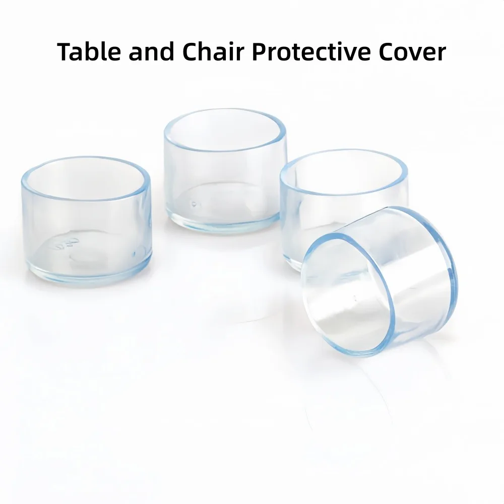Transparent PVC Chair/Table Foot Covers Round/Square Anti-Slip Furniture Leg Protectors Thickened Floor Pads for Noise Reduction