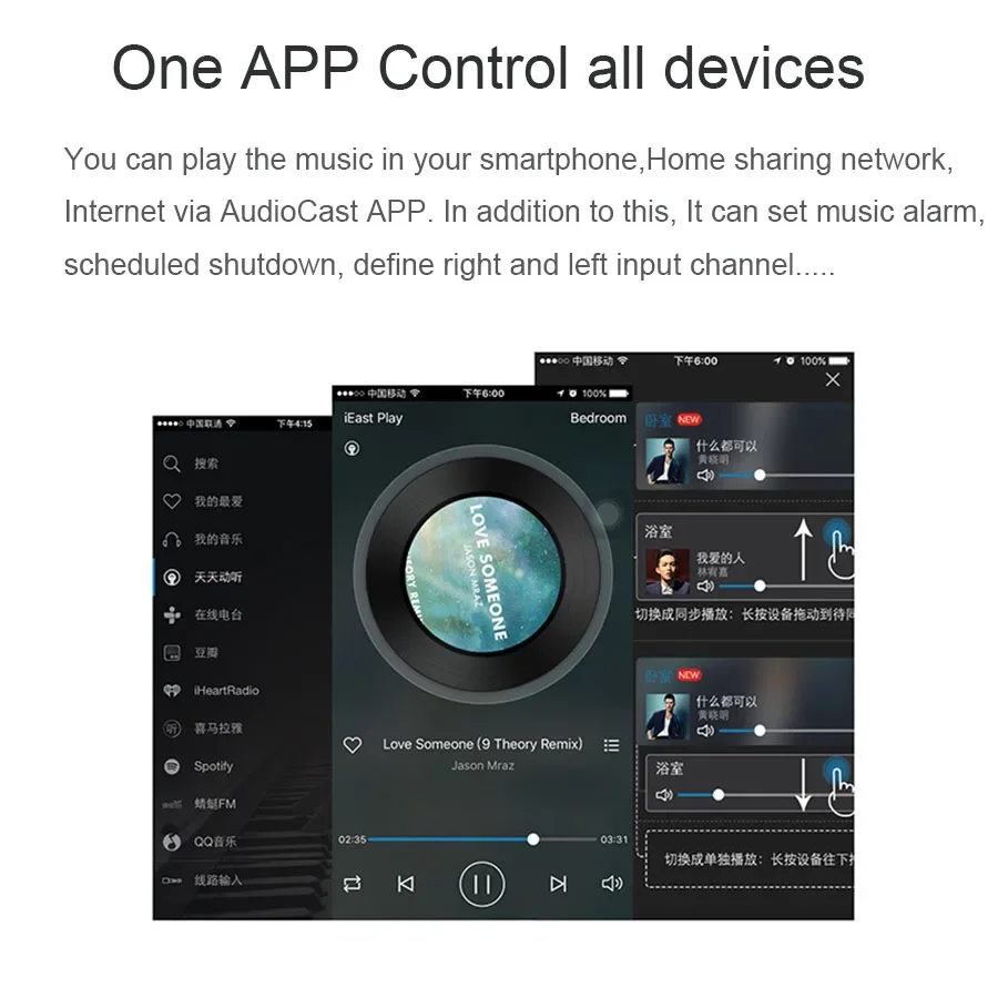 

Беспроводной музыкальный аудиоприемник-колонка 2.4G WIFI Hi-Fi для DLNA Airplay, адаптер для потоковой передачи Spotify