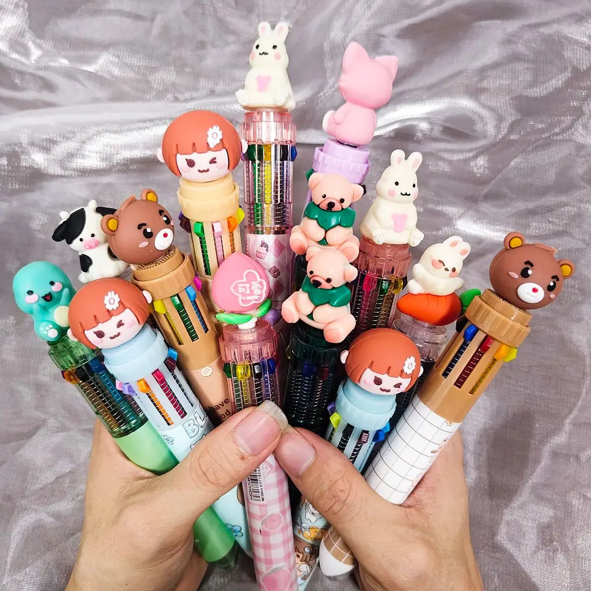 

10Pcs/Lot Cute Cartoon Animal 10 Colors Ballpoint Pens Kawaii Multicolor Press Pens School Office Supplies Student Stationery