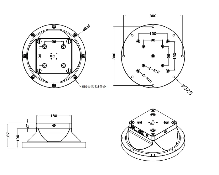 Click To Zoom In Five-axis Machining D325-L100-D96 Double Station Tower Stack Height Zero Point Clamping System