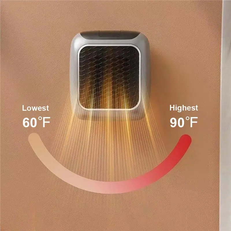 AT43-2-In-1 Plug In Heater Space-Saver Wall Mountable Or Portable Mini Heater With Quiet For Personal Spaces EU Plug