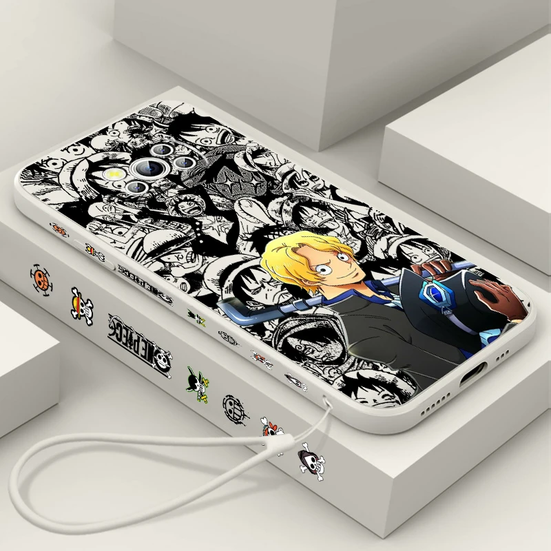 Anime One Piece Luffy Sanji Liquid Left Rope For Xiaomi Mi Poco X6 X5 X4 X3 M6 M5 M5S M4 M3 F5 F4 F3 Pro 5G Soft Phone Case