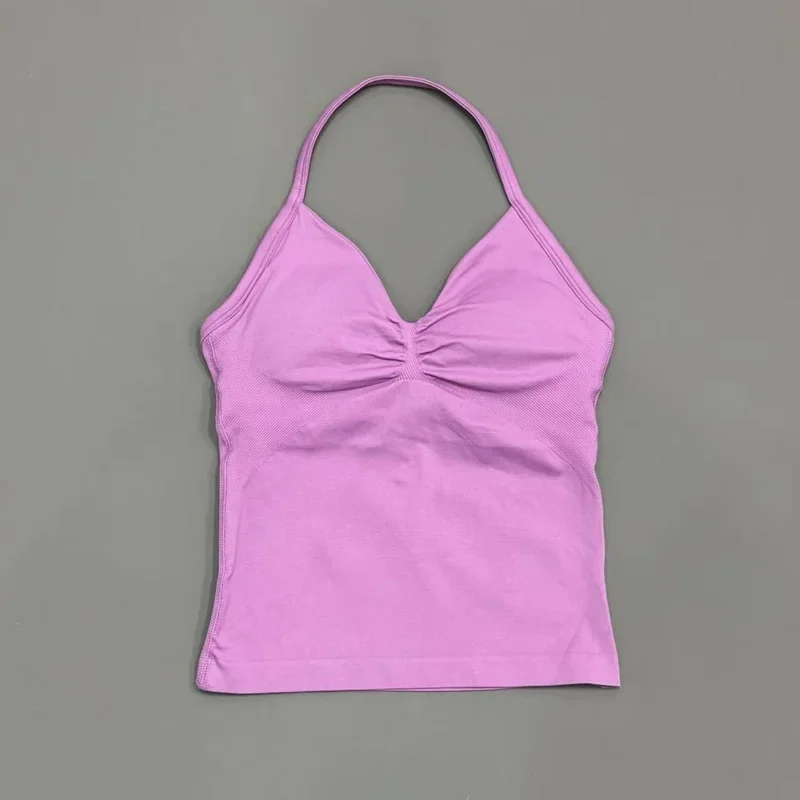 Longline Strappy Top Sports Vest Women Breathable Yoga Tank Top Slim Fit Gym Workout Training Sleeveless Fitness Halter image 5