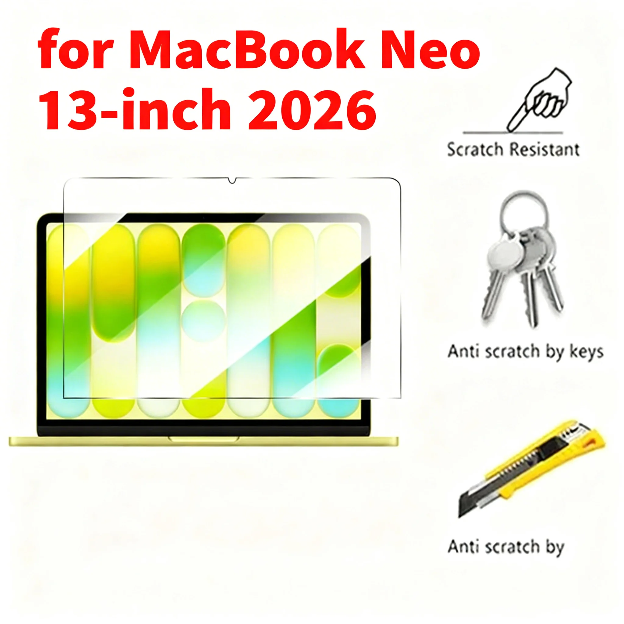 For Tempered Glass Screen Protector For 13-inch MacBook Neo Laptop  HD Clear Anti-Scratch Screen Guard Waterproof 1pcs