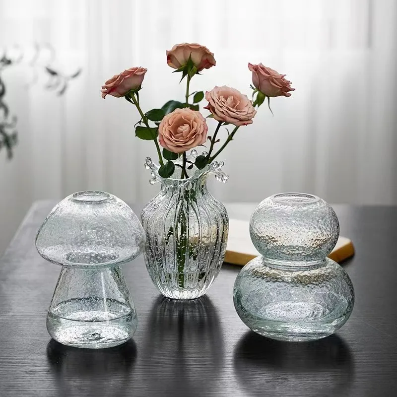 INS-style Internet Celebrity Luminous Fluorescent Glacier Vase Transparent Glass Flower Arranging Roses Table Decoration