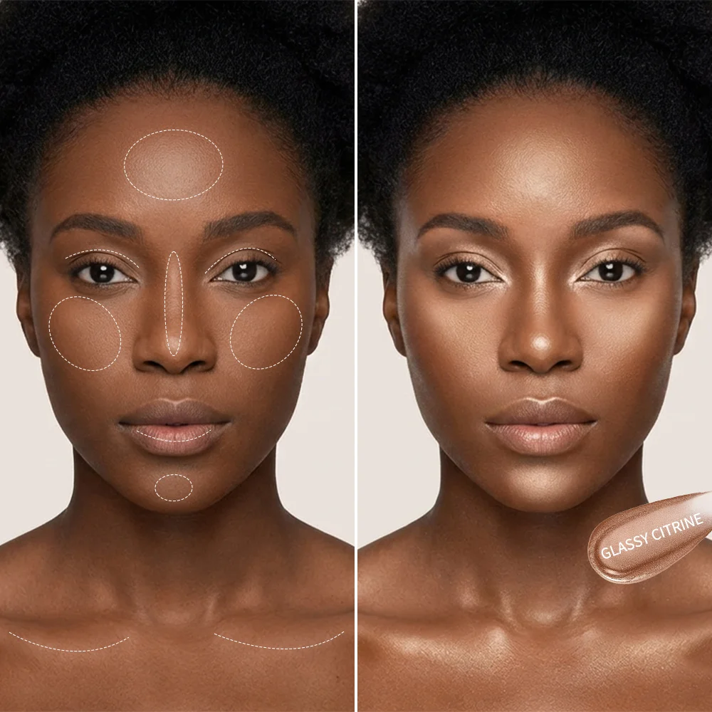 Balsamo evidenziatore bio-vetro nutriente, bastoncino multiuso non appiccicoso a lunga durata per occhi, guance, labbra, cosmetici per il corpo