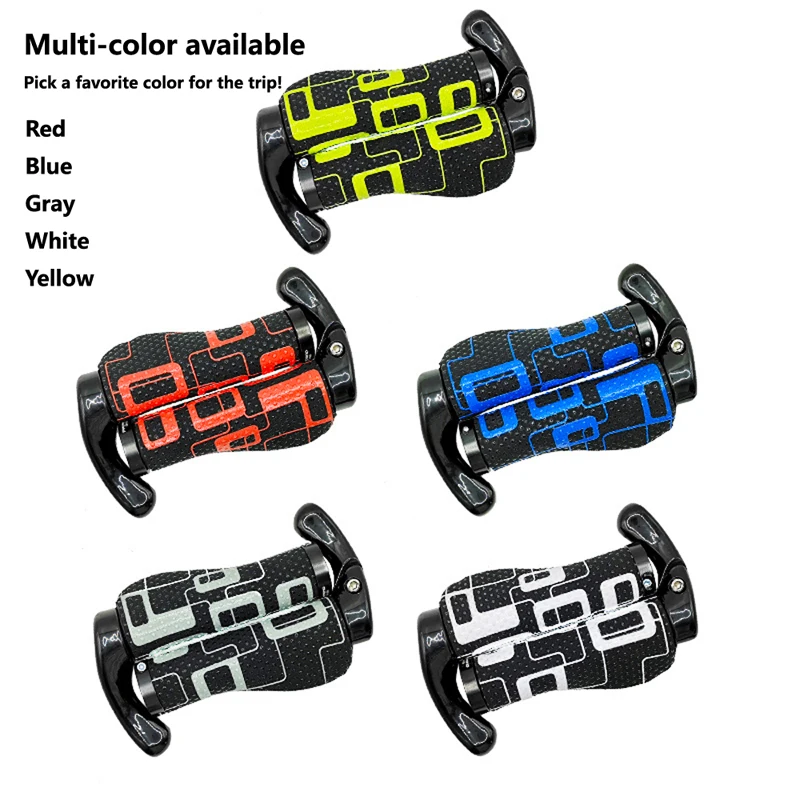 Bicycle Grips Bike Handlebar Grip Ergonomic Mountain Bike Grips Aluminum Double Lock-on MTB Microfiber + Silicone Comfort Shock