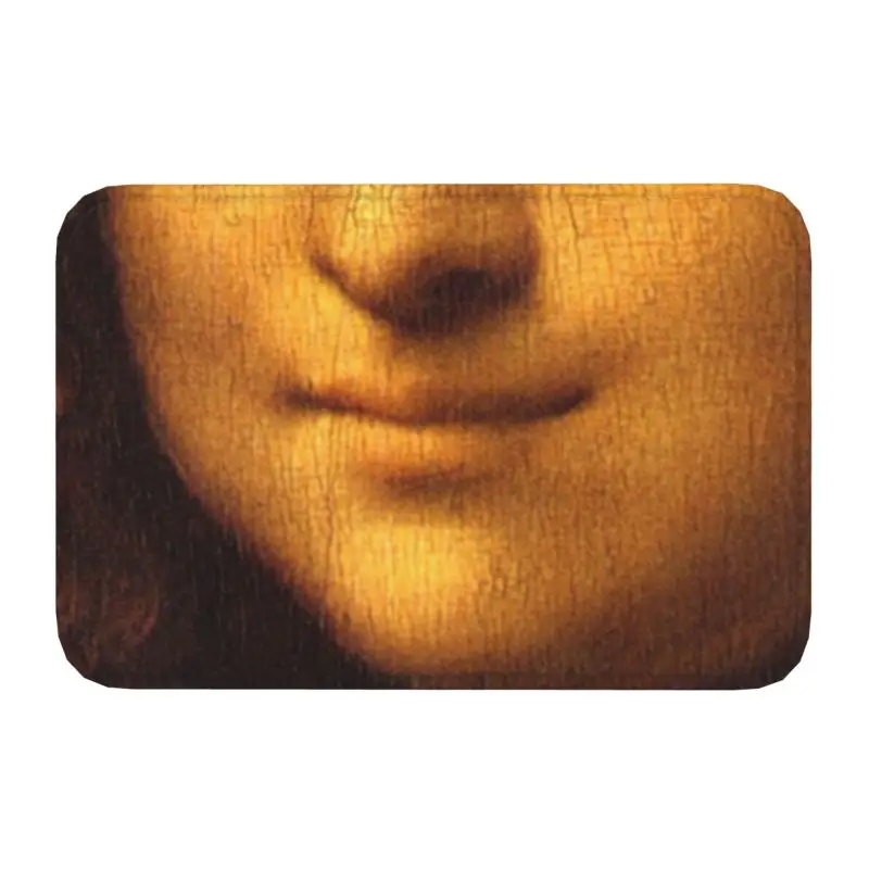 Custom Mysterious Smile Leonardo Da Vinci Doormat Non-Slip Entrance Living Room Floor Door Mat Mona Lisa Room Rug Carpet Footpad