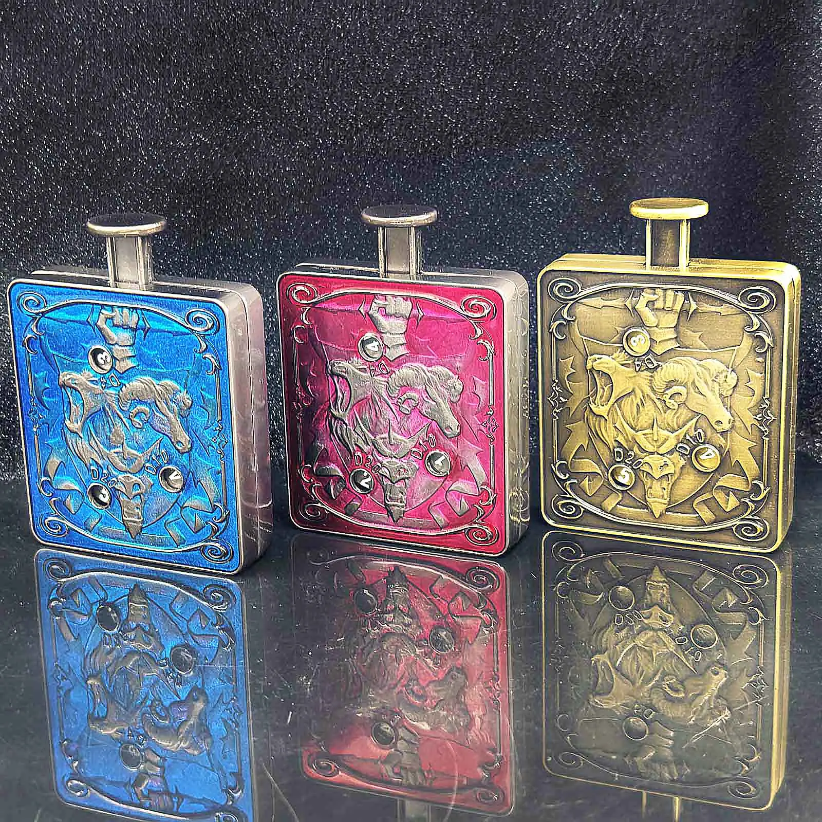 

Wyvern 7 in 1 Button Presser Spinning D&D Metal Dice Bottle Roulette Game