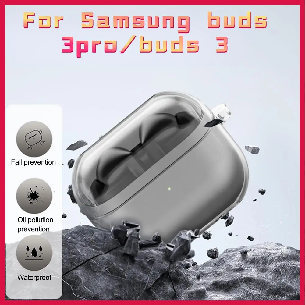 Чехол для наушников Samsung Buds 3pro/buds 3, мягкий силиконовый прозрачный противоударный чехол с силиконовым ремешком