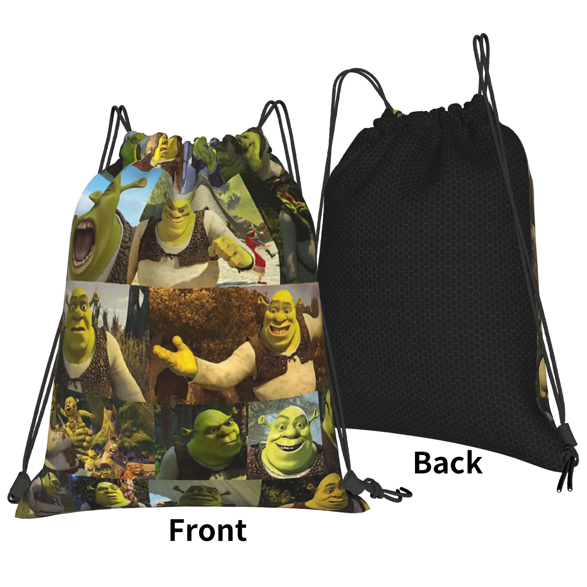 Shreks Memes Collage Drawstring Backpack Sports Gym Bag Water Resistant Anime Funny Face String Sackpack 36cm (W) x 43cm (H)