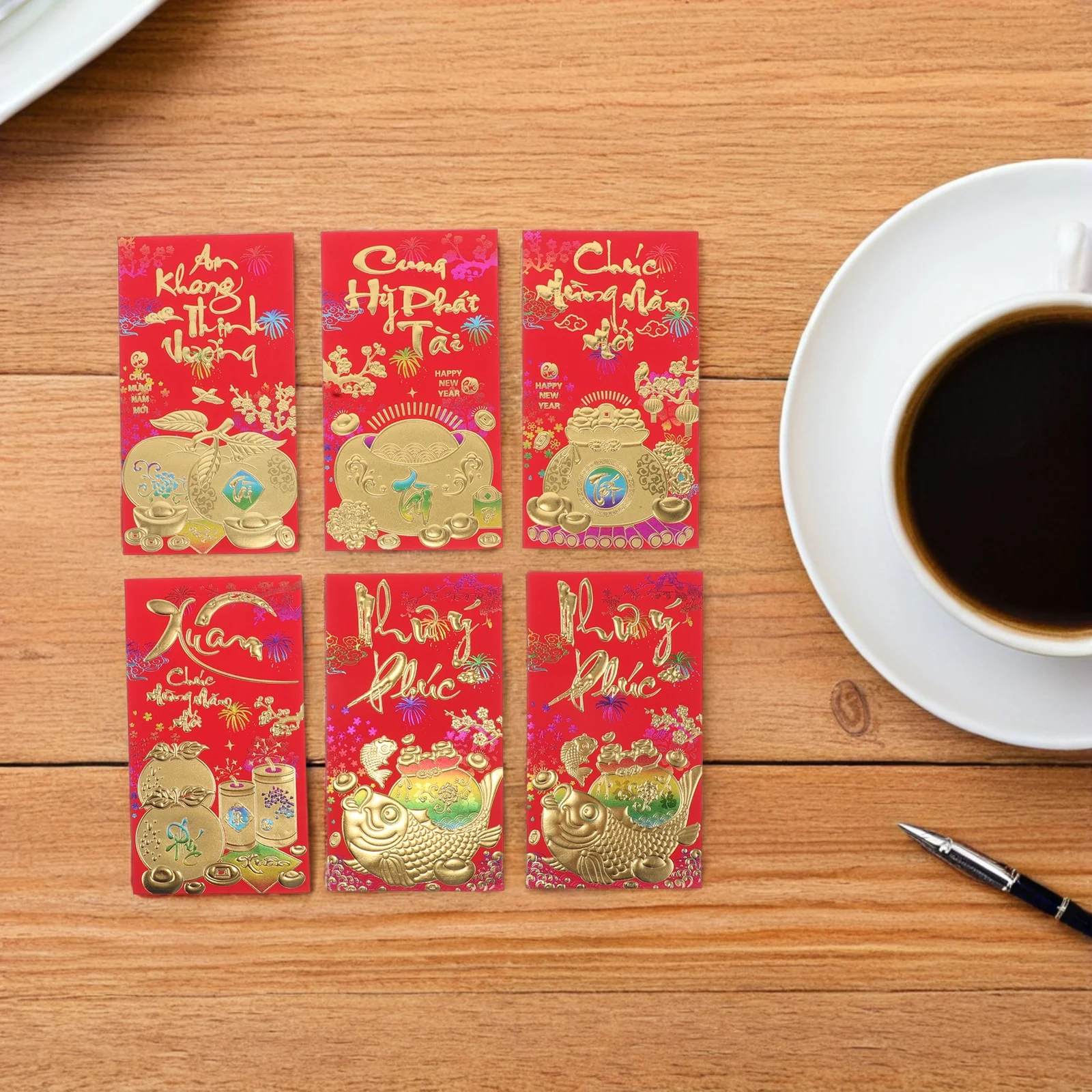 

48Pcs Vietnamese Year of Horse Red Packet Lunar New Year Money Envelopes Decorative Lucky Money Bag for Party Party Decorations