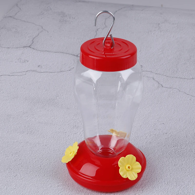 1pc Field Feeding Hummingbird Bottle Garden Outdoor Plastic Flower Iron Hook Feeder