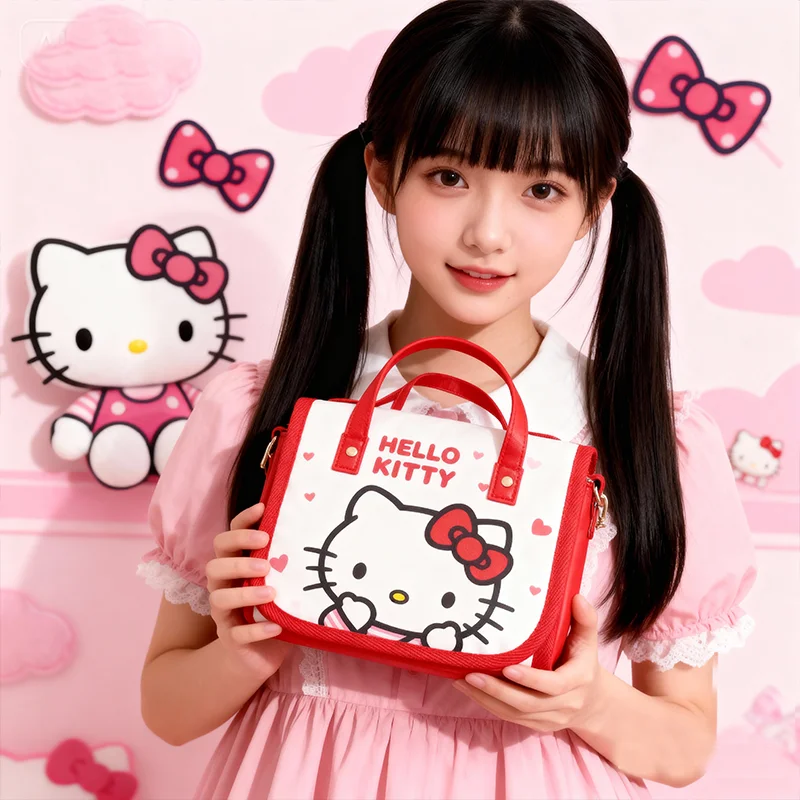 

Kawaii Hello Kitty Kuromi My Melody, большая вместительная складная косметичка с героями мультфильмов, милая портативная дорожная сумка для хранения, подарки для девочек