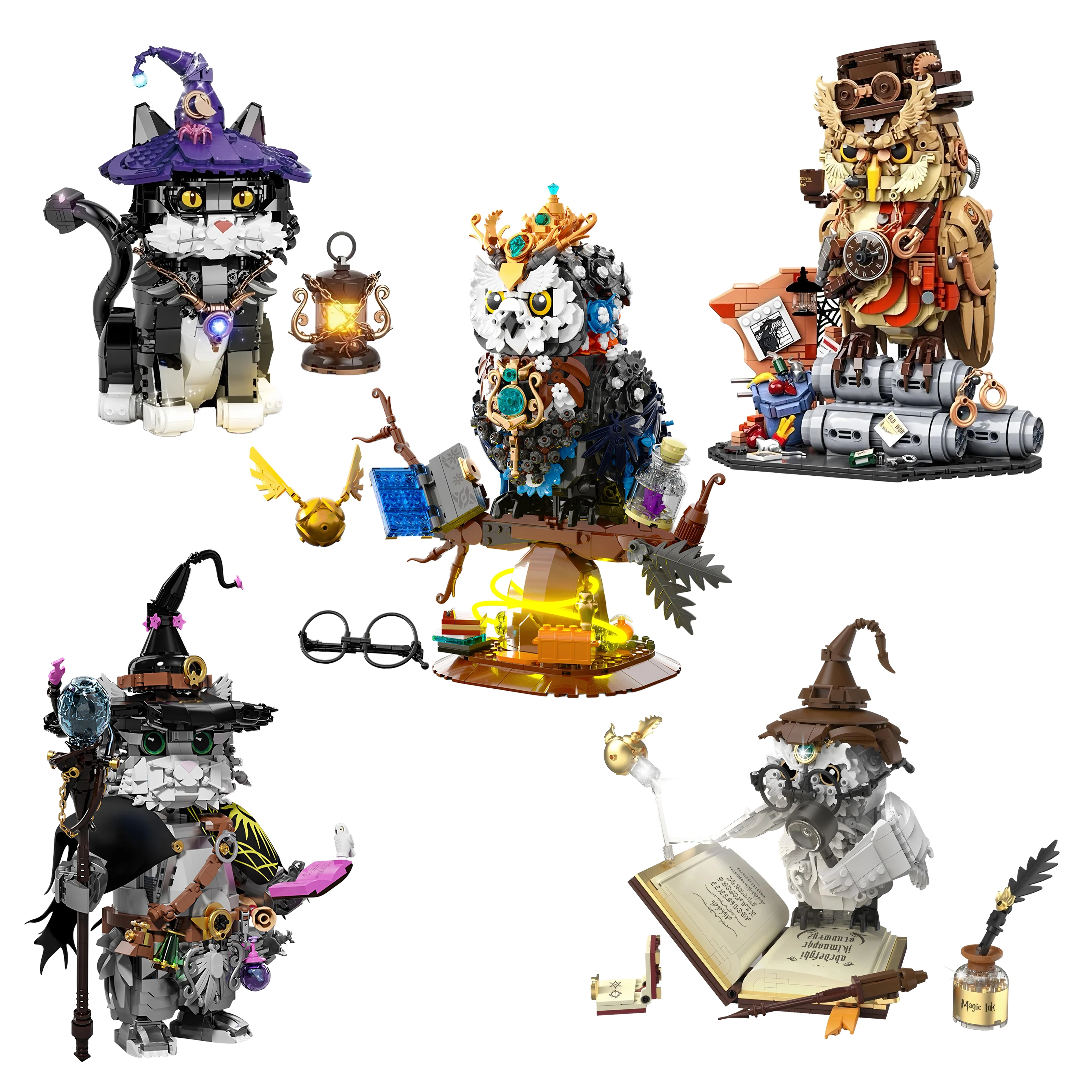 

Креативный волшебный кот, волшебная сова, набор строительных блоков «сделай сам», MOC, механическая птица, животное, сборка кирпичей, игрушки, детский рождественский подарок