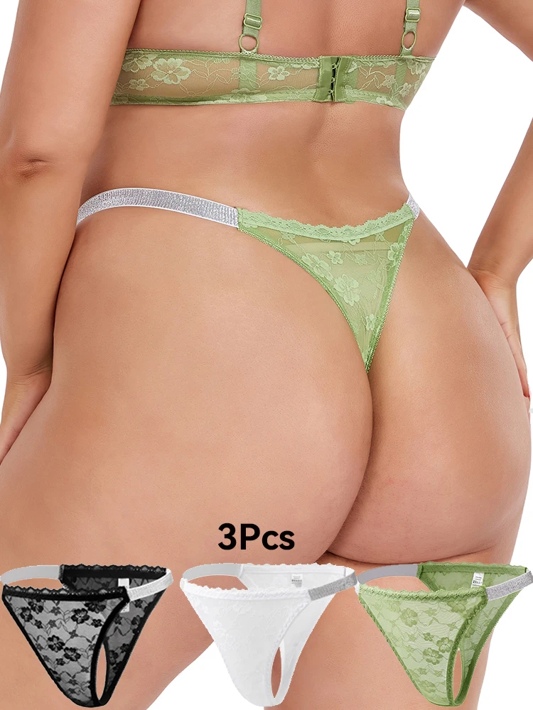 

Womens Lace Thongs Sexy Lingerie Breathable Comfortable Plus Size Underwear Elegant Perspective Increase Charm Panties Briefs