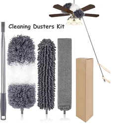 New Telescopic Washable Dust Duster Extendable 250cm Multi-purpose Microfiber Brush Crevice Mop Suitable for Spider Web Remover