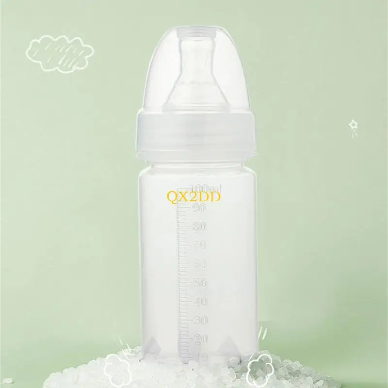 

Newborns Safe Feeding Bottle 100ml Time Use Silicone Nipple Travel Friendly