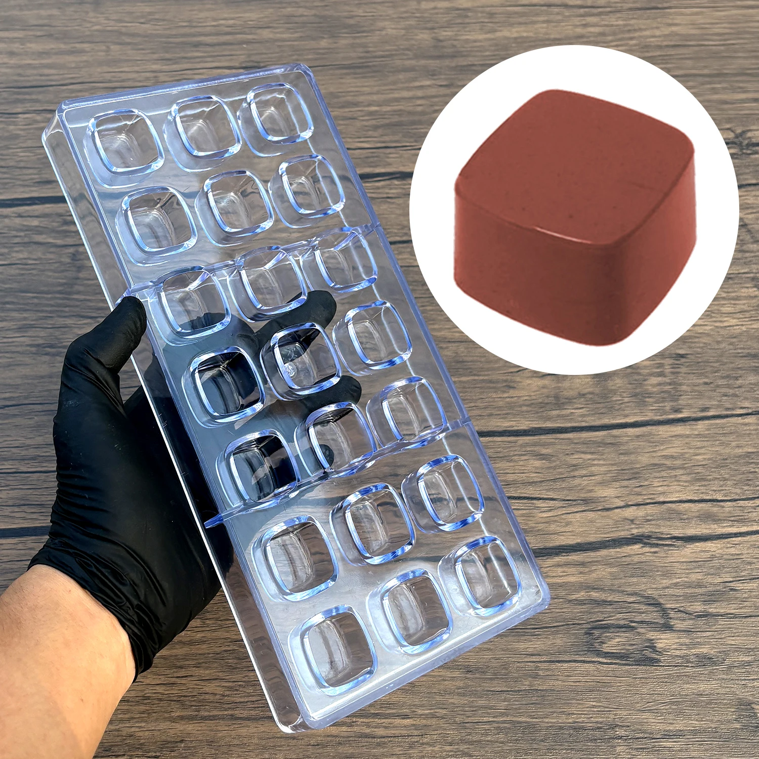 Molde de Chocolate en forma de cubo, caramelo de policarbonato, bombones, confitería, panadería, molde de pastelería para hornear