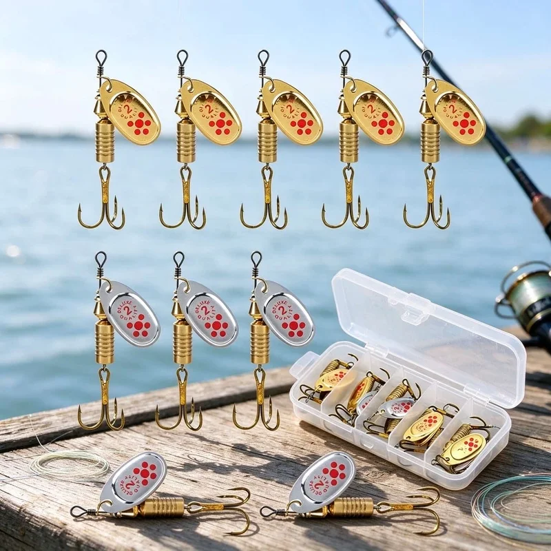 Metal rotating spoon lure10One Pack6.7cm7gBionic lure for bass and perch, designed for freshwater and saltwater fishing, versati