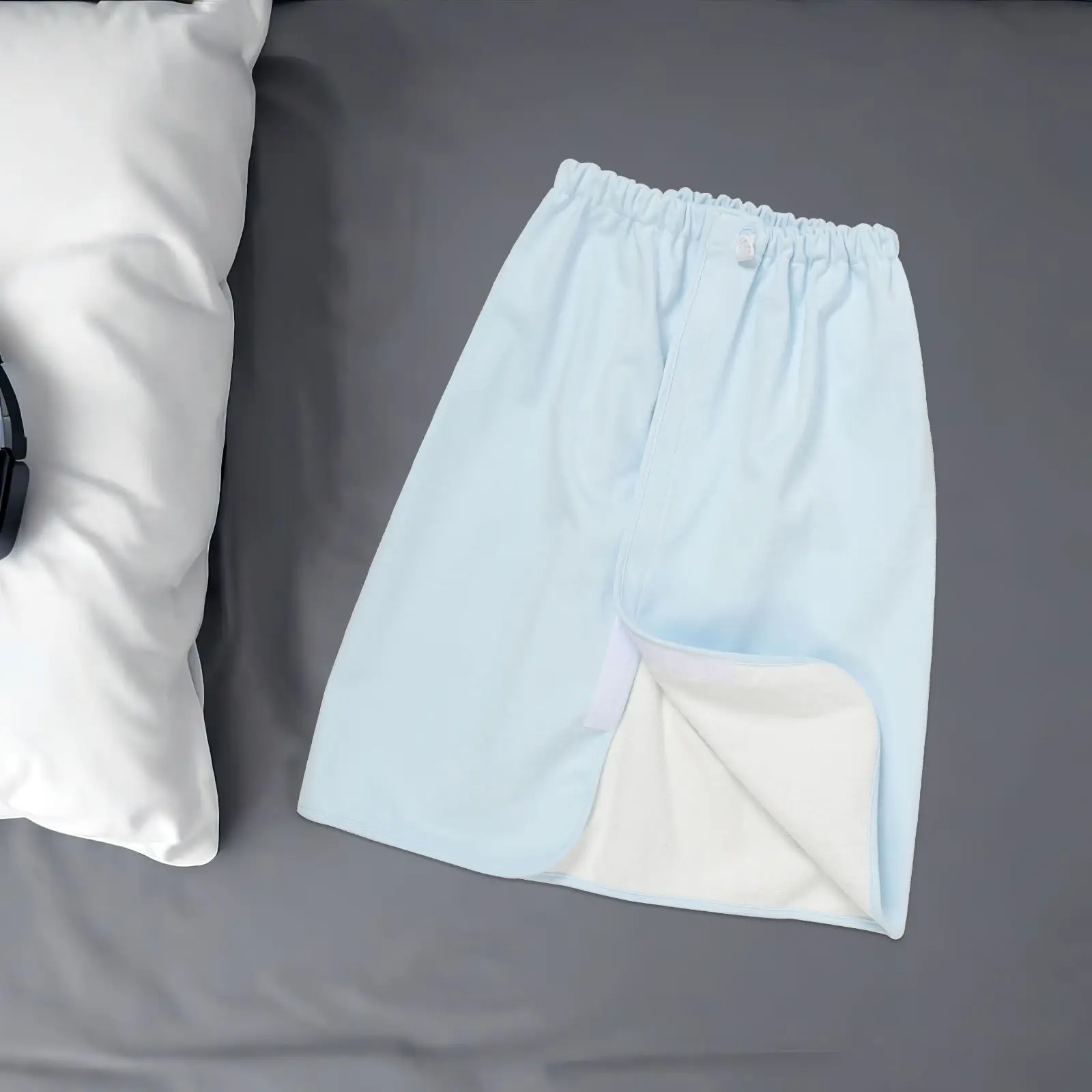 Adult Diaper Skirt Waterproof Adjustable Bedwetting Protection Reusable Incontinence Pants Leakproof Mattress Protector Blue
