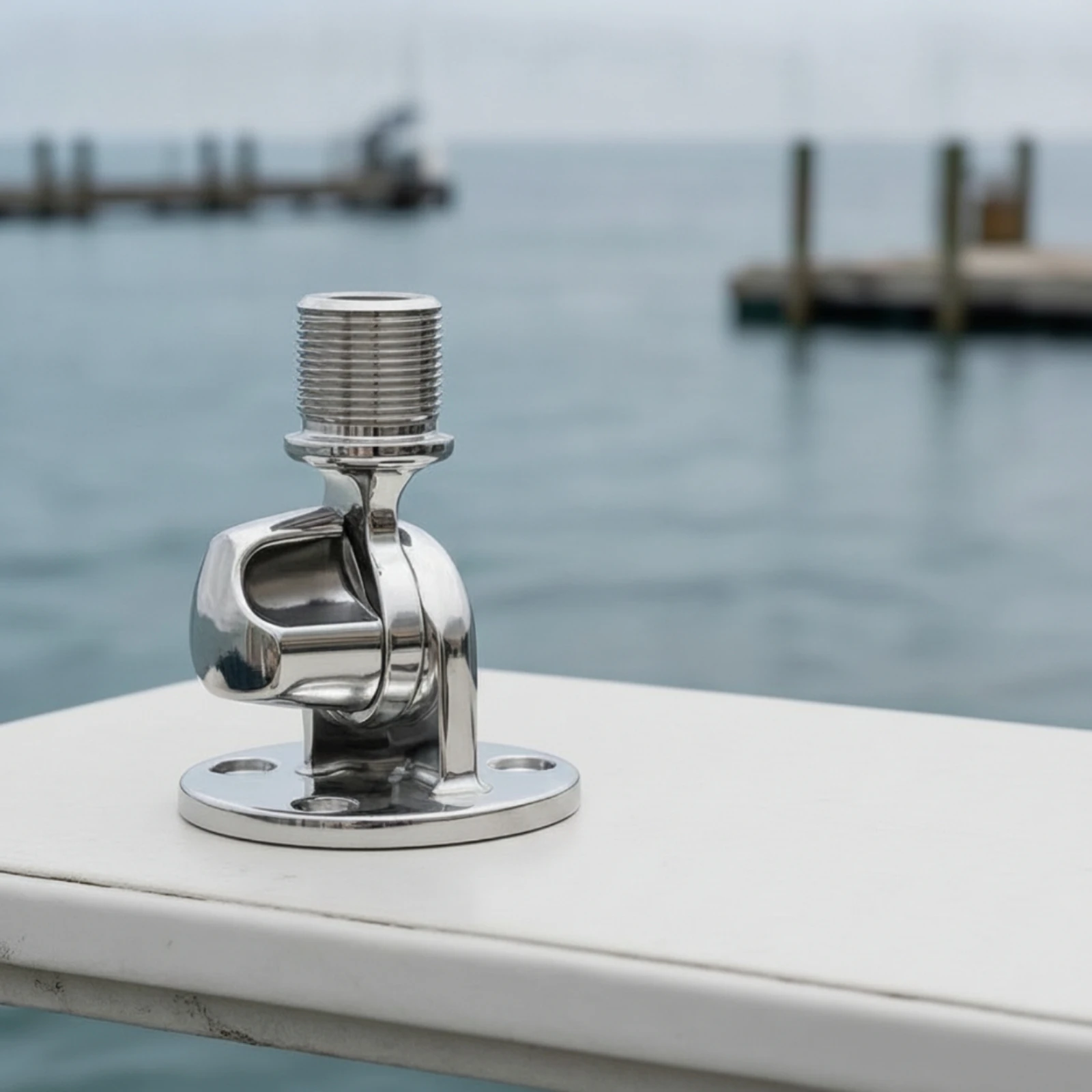 Marine Antenna Mount 316 Stainless Steel Antenna Base with Ratchet Ratchet Mount Heavy Duty for Boat Owners, Boats, Yachts
