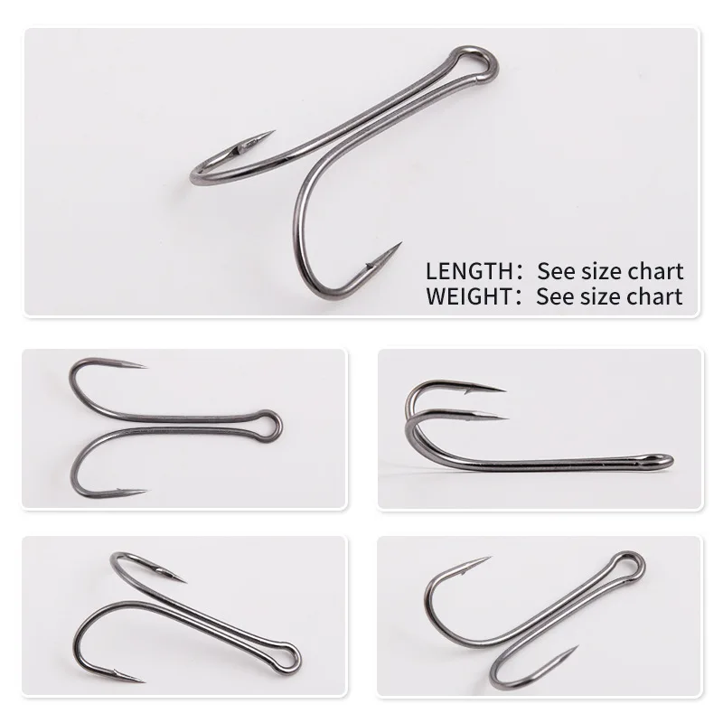 10/50/100PCS Fishing Hook For Soft Lures Long Shank Double Hook Barbed Weedless Jig Bass Fish Hook Fishing Tackle Accessories