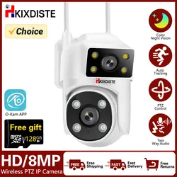 4K 8MP WiFi IP Surveillance Cameras Dual Lens PTZ Outdoor Waterproof Security Human Detect Tracking Full Color NightVision O-Kam