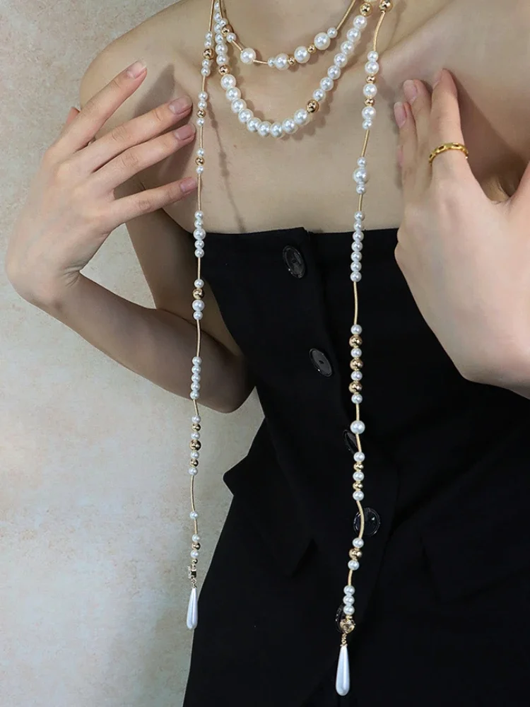 

Europe Fashion Exquisite Pearl Multi Layer Luxury Necklace Woman Top Quality Glamorous Party Jewelry Trend