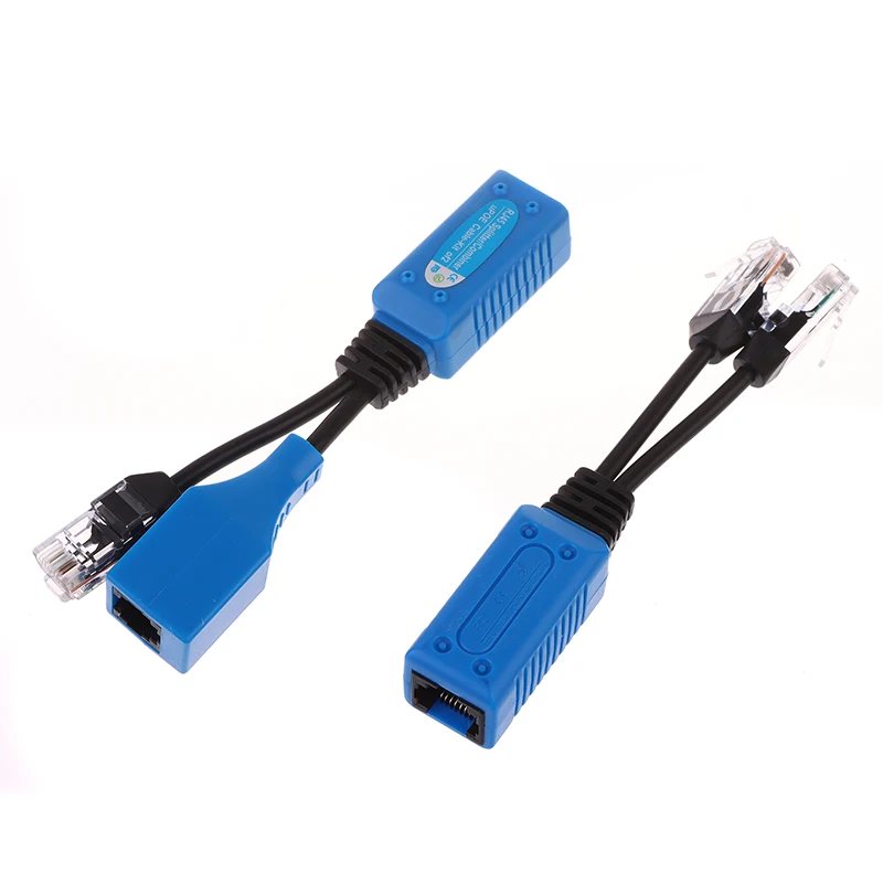 1pair RJ45 Splitter Combiner POE Cable, Two POE Camera Use One Net Cable POE Adapter Cable Connectors Passive Power Cable