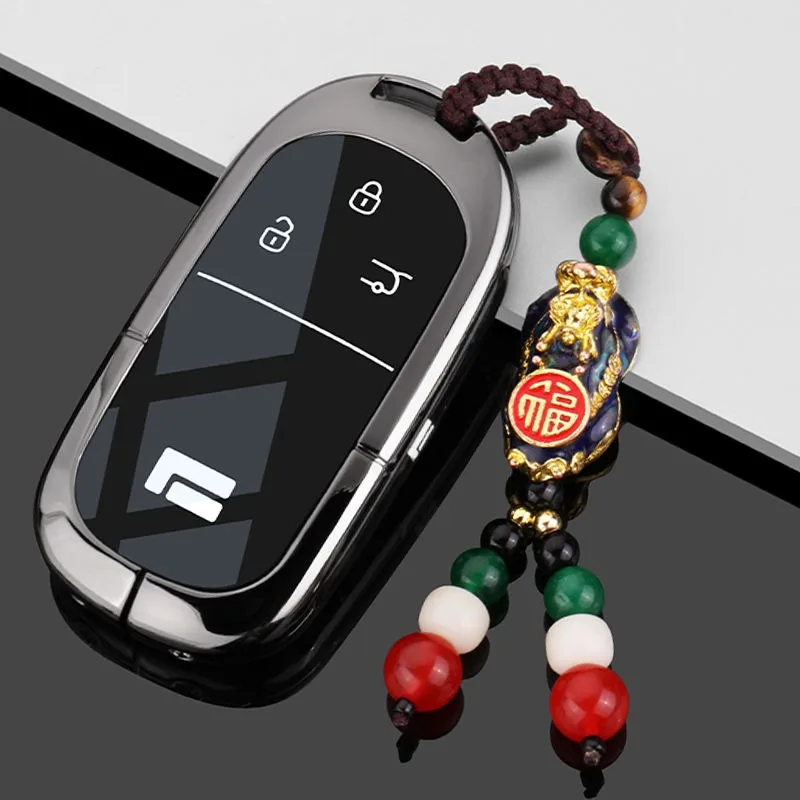 Zinc Alloy Car Key Case for BAIC Polestones 01 JISHI Remote Decoration Cover Shell Keychain Housing Ring Holder Fob Accessories