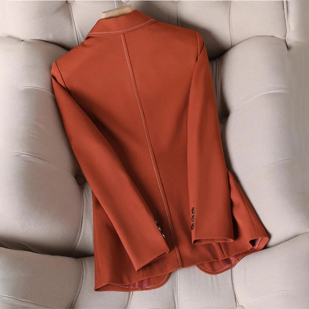 TWOTWINSTYLE, chaqueta ajustada con bolsillos de almazuela para mujer, cuello con muescas, manga larga, chaquetas empalmadas con un solo botón para mujer KJA 522007