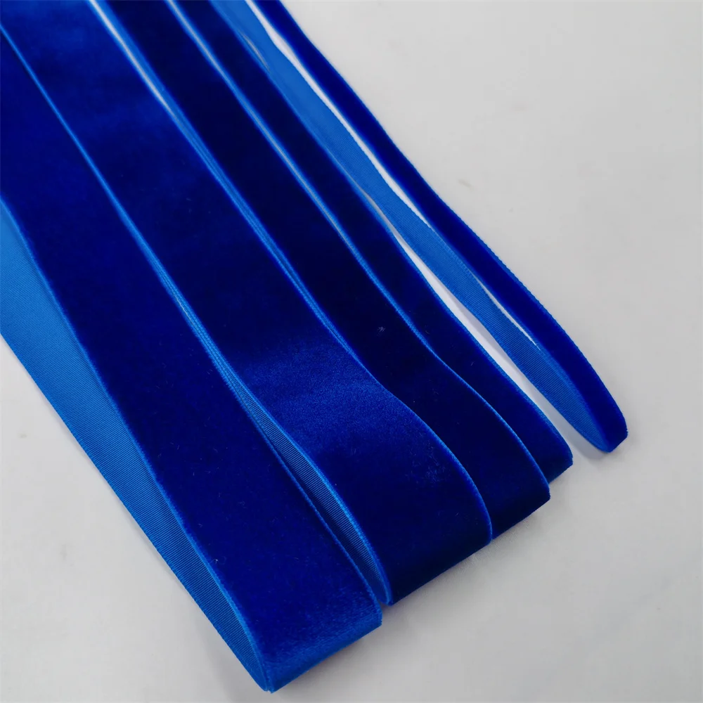 6-25mm 5-300yards Blue Single Face Velvet Ribbon Party Decoration Handmade Gift Wrapping Hair Bowknot DIY Christmas Inelastic