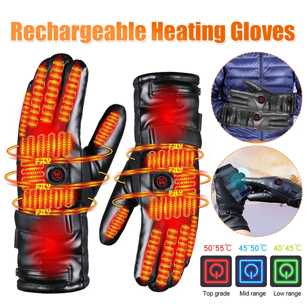 

Rechargeable Heated Gloves 3 Temperature Levels Waterproof Electric Winter Gloves Hand Warmer for Outdoor Motorcycle Ski Cycling