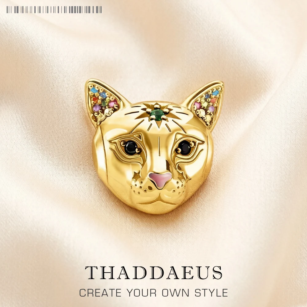 Cat Golden Beads,925 Sterling Silver 2022 New Europe DIY Power Animal Jewelry Accessorie Gift For Women