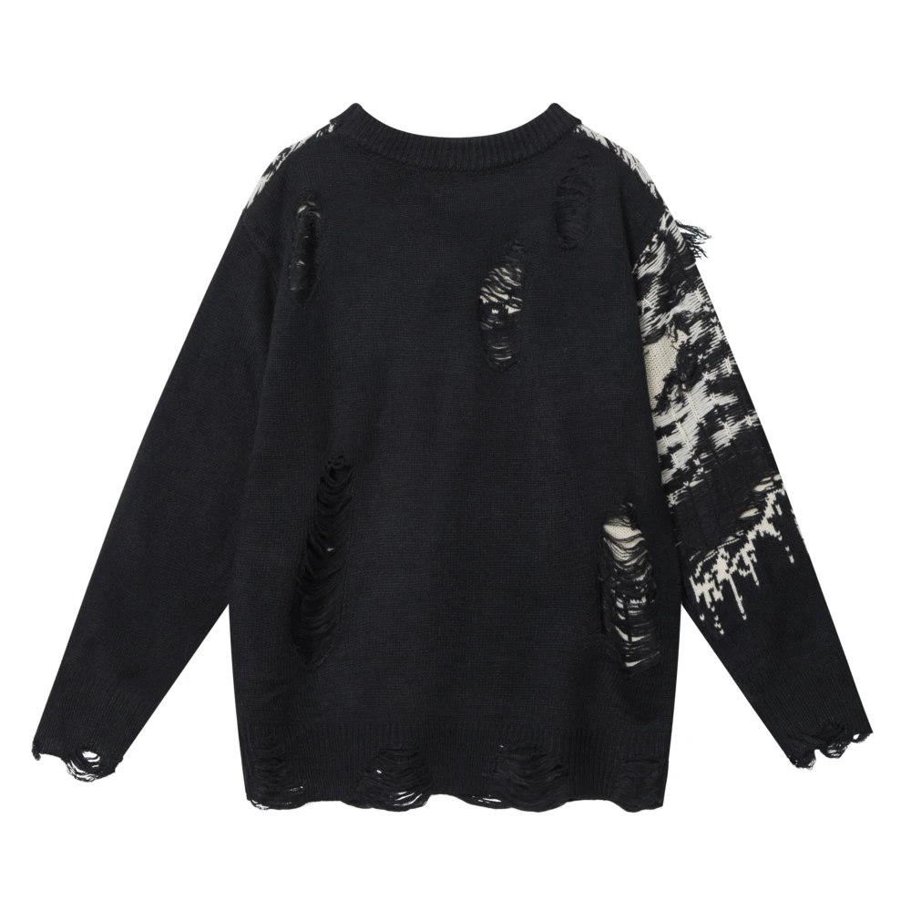 Streetwear Frayed Women Y2k Men Sweater Oversized Harajuku Fashion Knitted Sweaters 2023 Winter Long Sleeve Grunge Gothic Tops