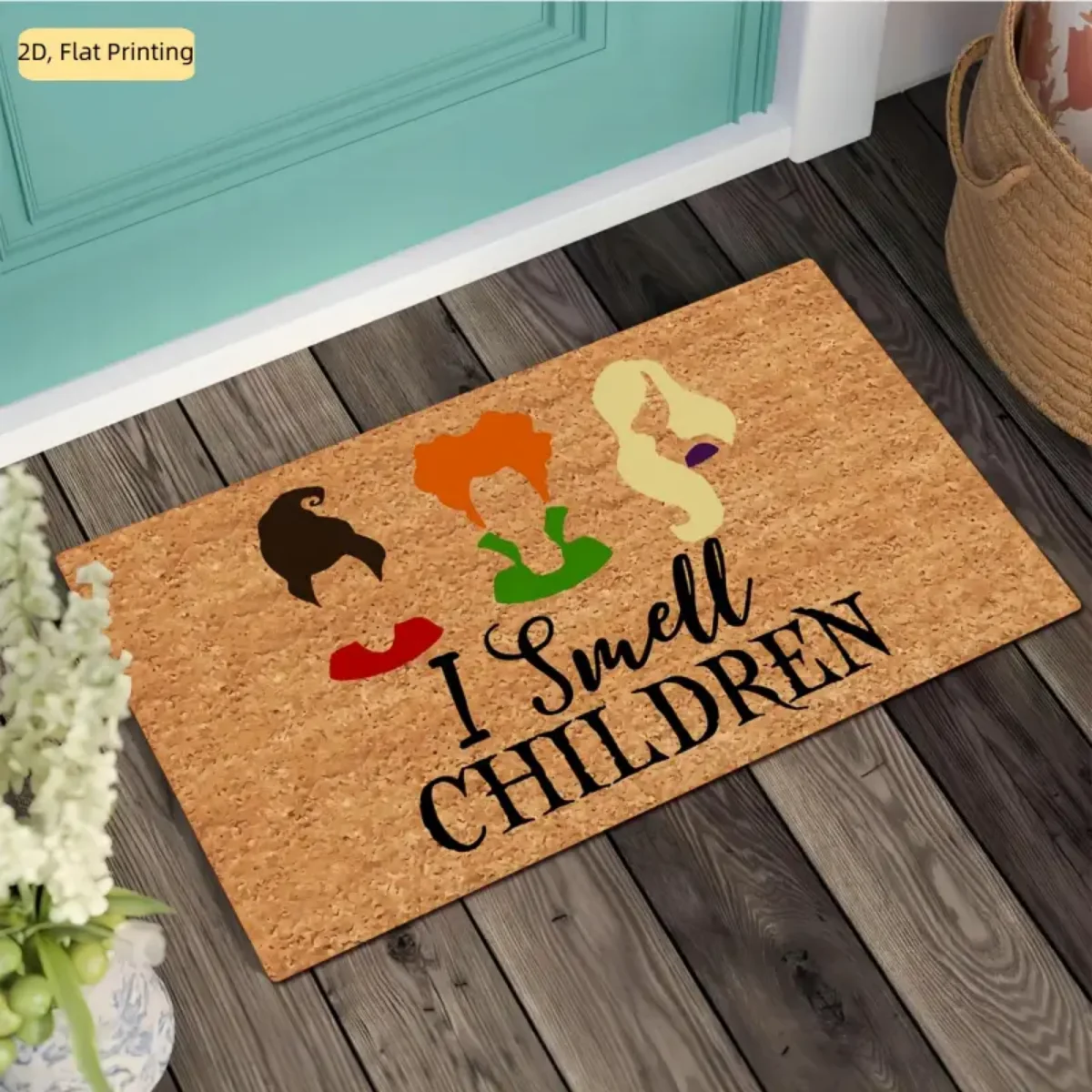 Decorative Square Door Mat, Soft Flannel Absorbent Floor Mat with PVC Non-Slip Bottom, Water Absorbing Entryway Rug with Exquisite Printed Design for Bathroom and Toilet