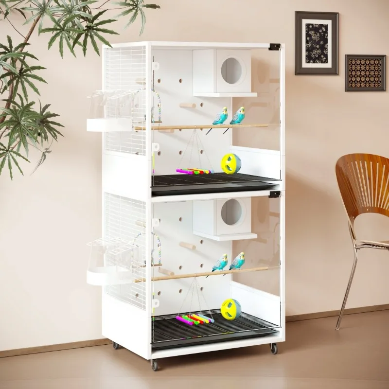 

Solid Wood Parrot Bird Household Large Space Small Sun Special Cage Villa Thermal Insulation Design