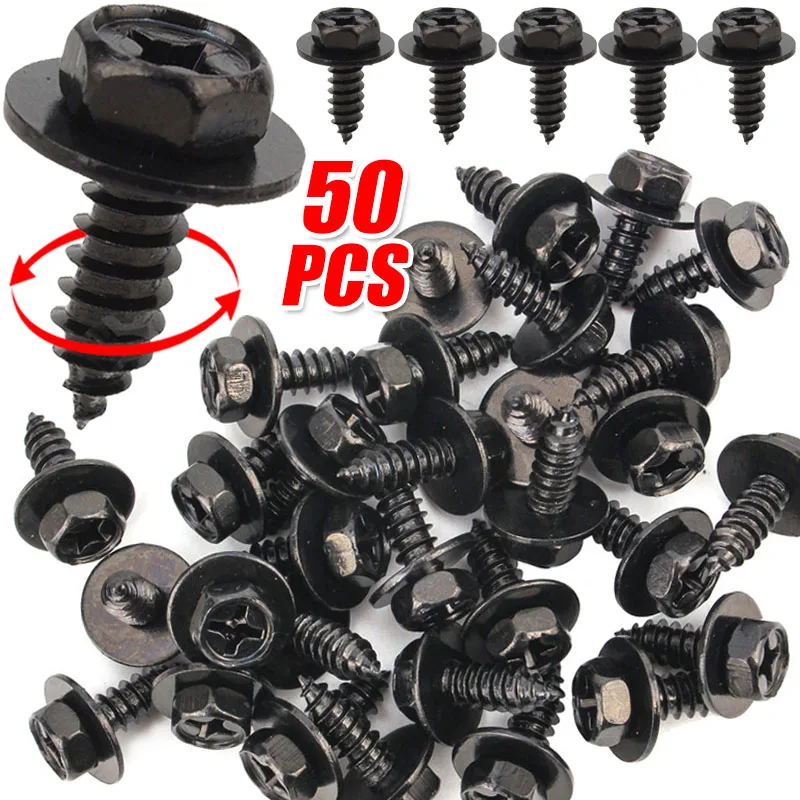 Car Bumper Fender Fastener Clip Hex Head Self Tapping Screws Universal Car Fender Splash Seal Guards Rivet Clip Screws Fasteners