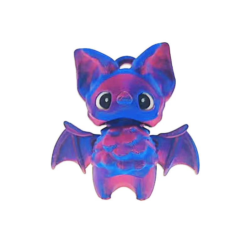 Cute Mini Bat Toy Creative 3D Printing Bat Halloween Horror Decoration Backpack Keychain Pendant Decoration Joint Movable Figure