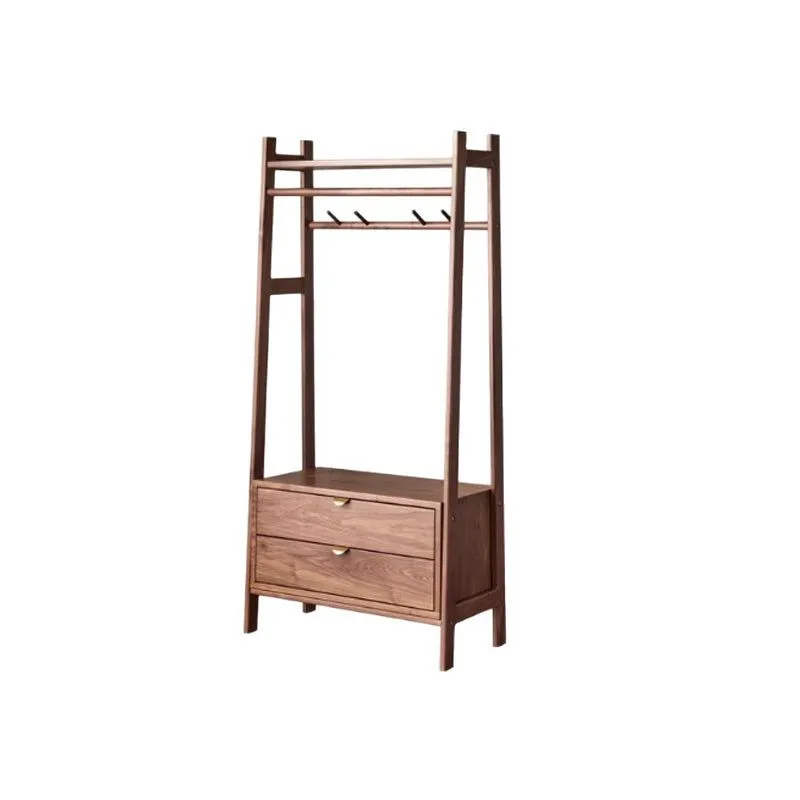 Walnut hanger, floor-to-ceiling Nordic solid wood coat rack, living room bedroom rack, clothes rack