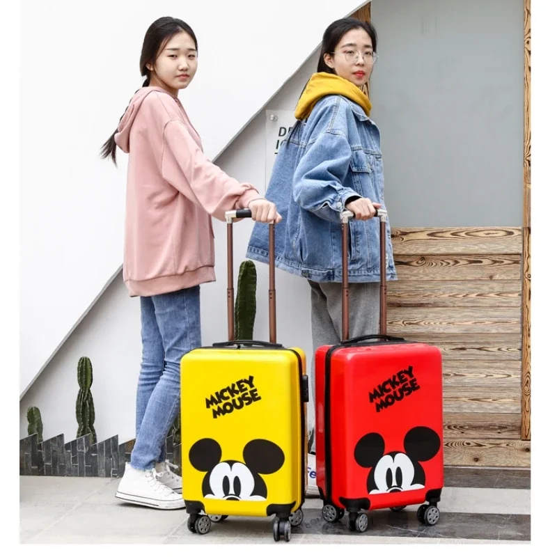 Disney Mickey Mouse 20inch Cartoon Travel Suitcase On Wheels Cute Trolley Luggage Kids Lovely Cabin Rolling Luggage Xmas Gift