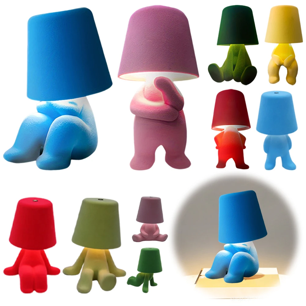 

Светодиодная лампа Little Man, креативная настольная лампа Shy Guy, 3 цвета света, настольная лампа Naughty Boys, сенсорное управление, спальный светильник для прикроватной тумбочки