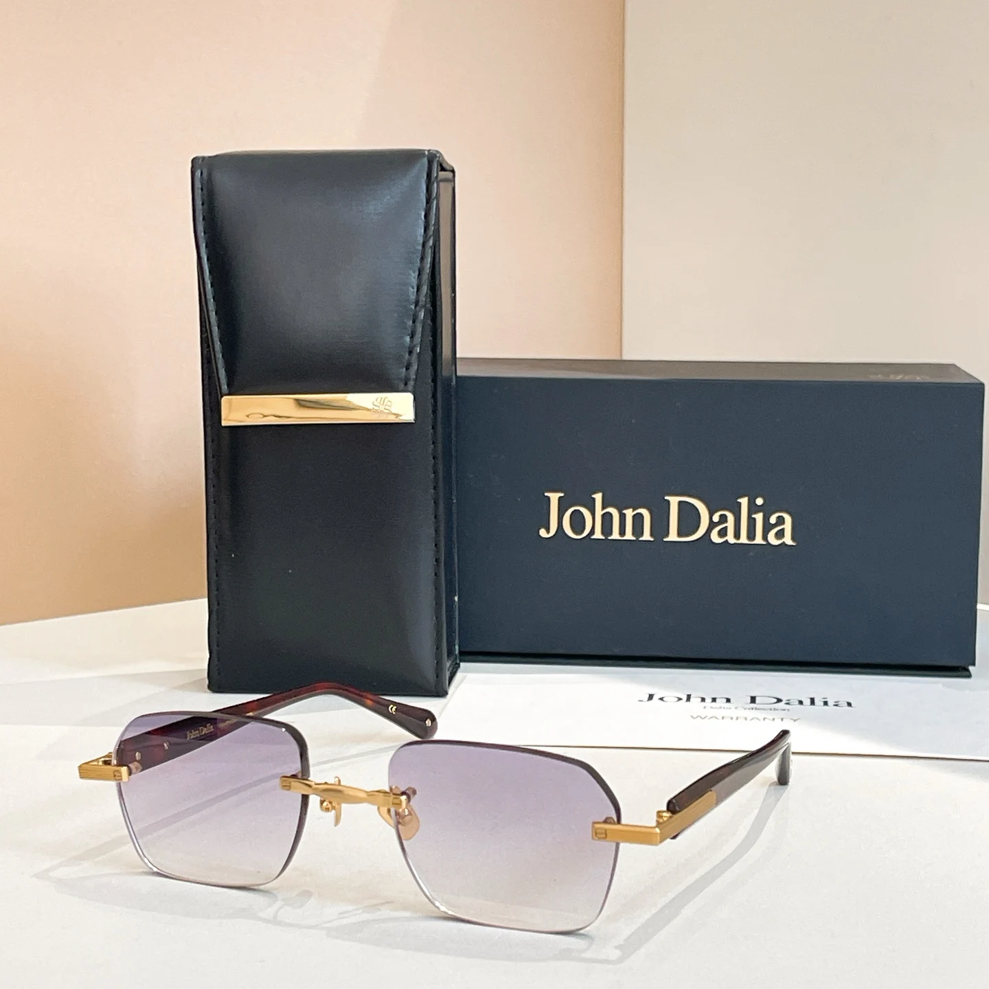 Originele ontwerper voor JOHN DALIA JD DWAYNE Luxe mannen vrouwen zonnebril randloze premium mode UV400 unisex brillen met doos