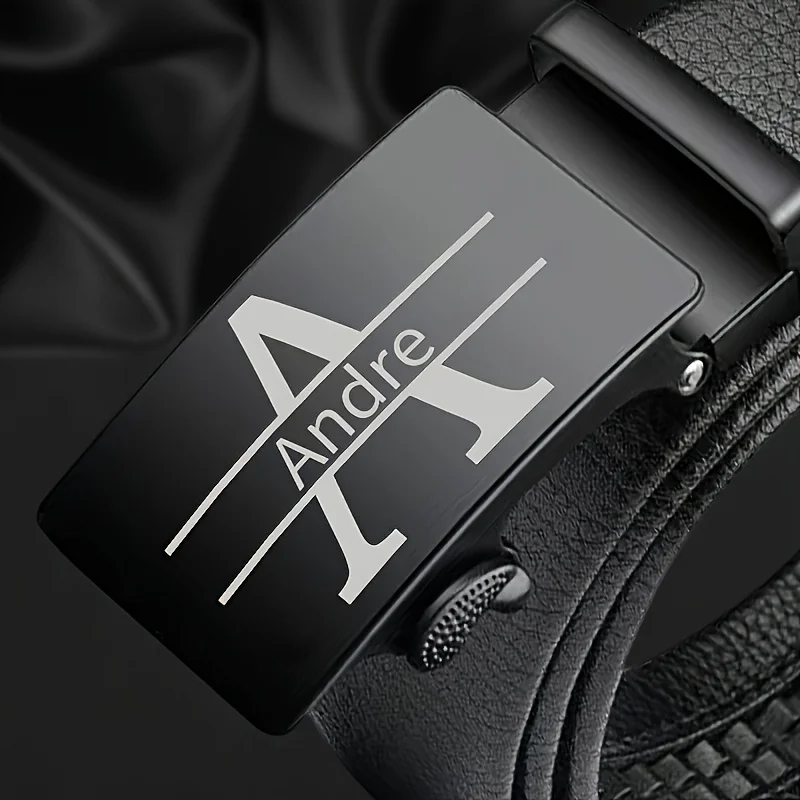 Customized Name Men's Automatic Buckle Belts Fashion Personalized Text Gift for Father's Day Him Husband Birthday Anniversary
