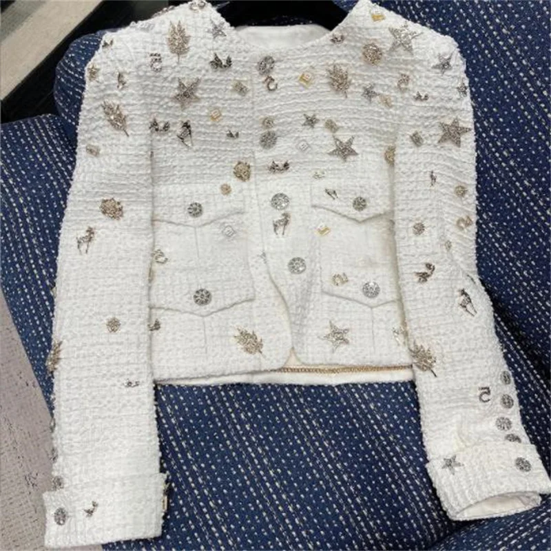 New fashion coat women's single breasted slim short tweed coat button