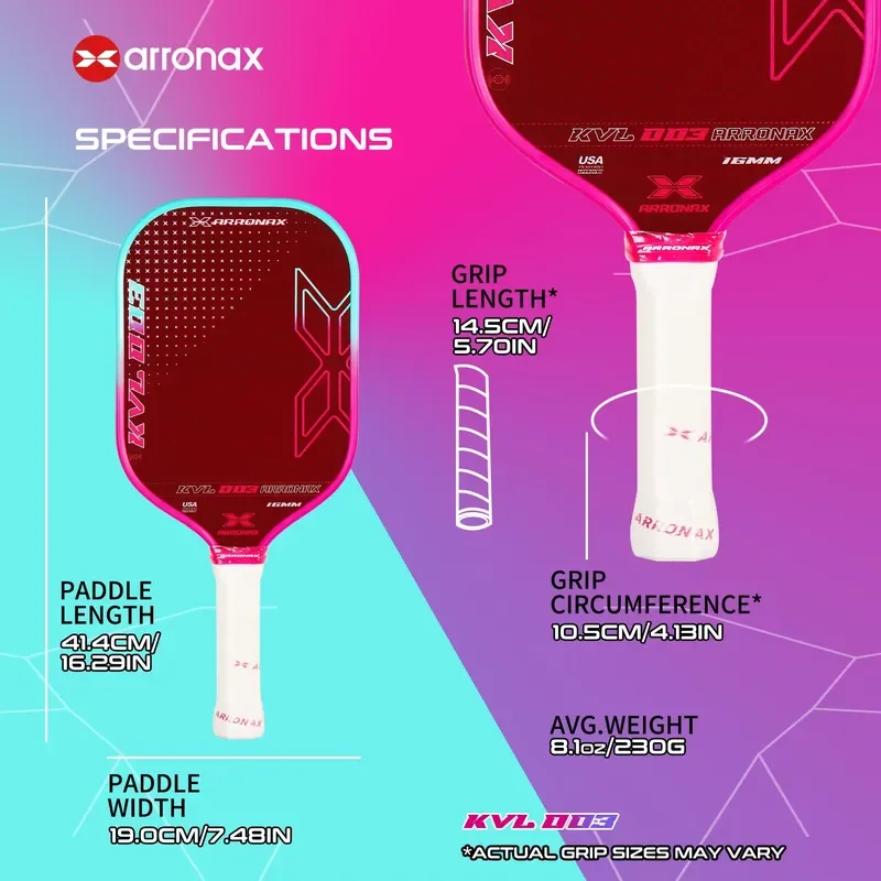 Arronax Carbon Fiber Pickleball Paddle 16mm EVA Core High Performance Vibration Dampening Accurate Control Pro Racket