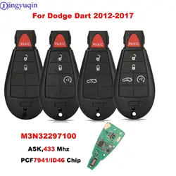 jingyuqin M3N 32297100   Llave remota para Dodge Dart 2012 2013 2014 2015 2016 2017 433mhz ID46 PCF7941 llave de coche Fob 56046773 AA