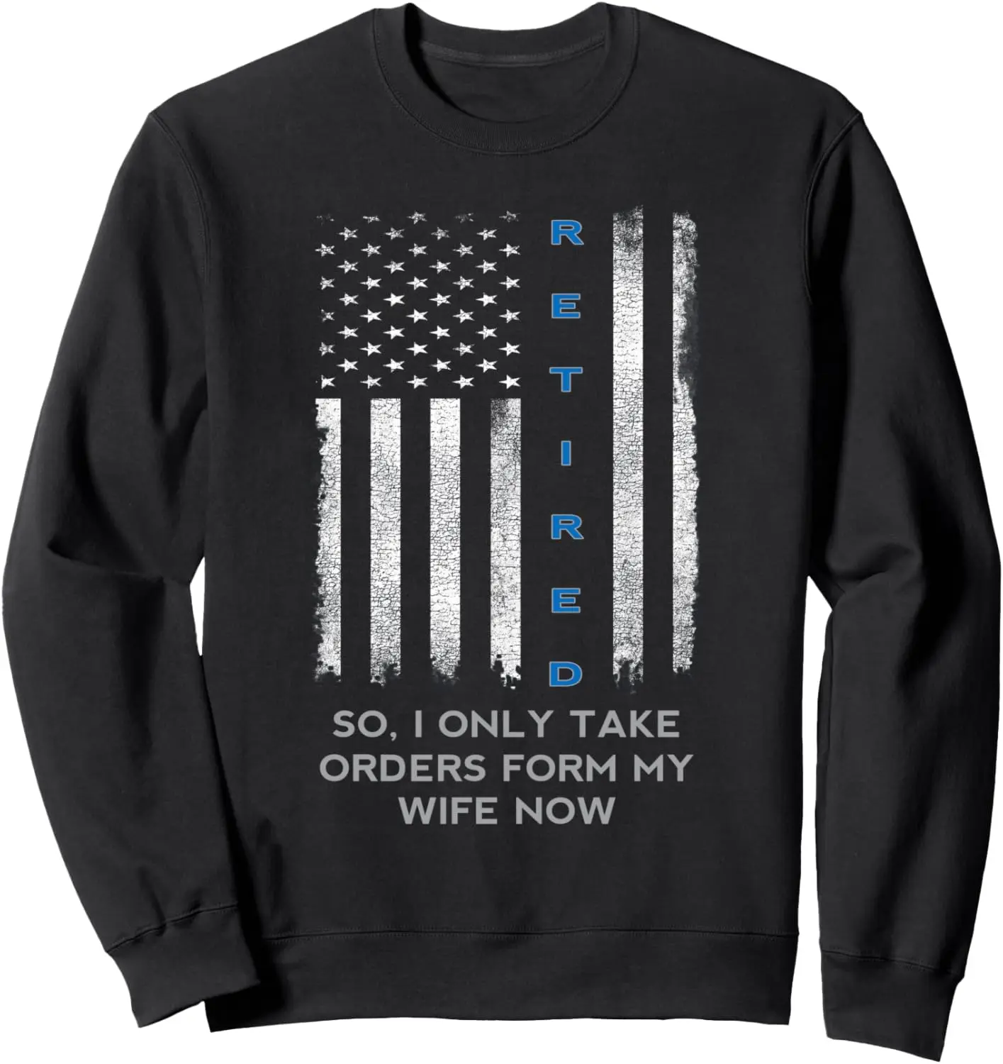 Police Retirement Thin Blue Line USA Flag Retired Officer Sweatshirt